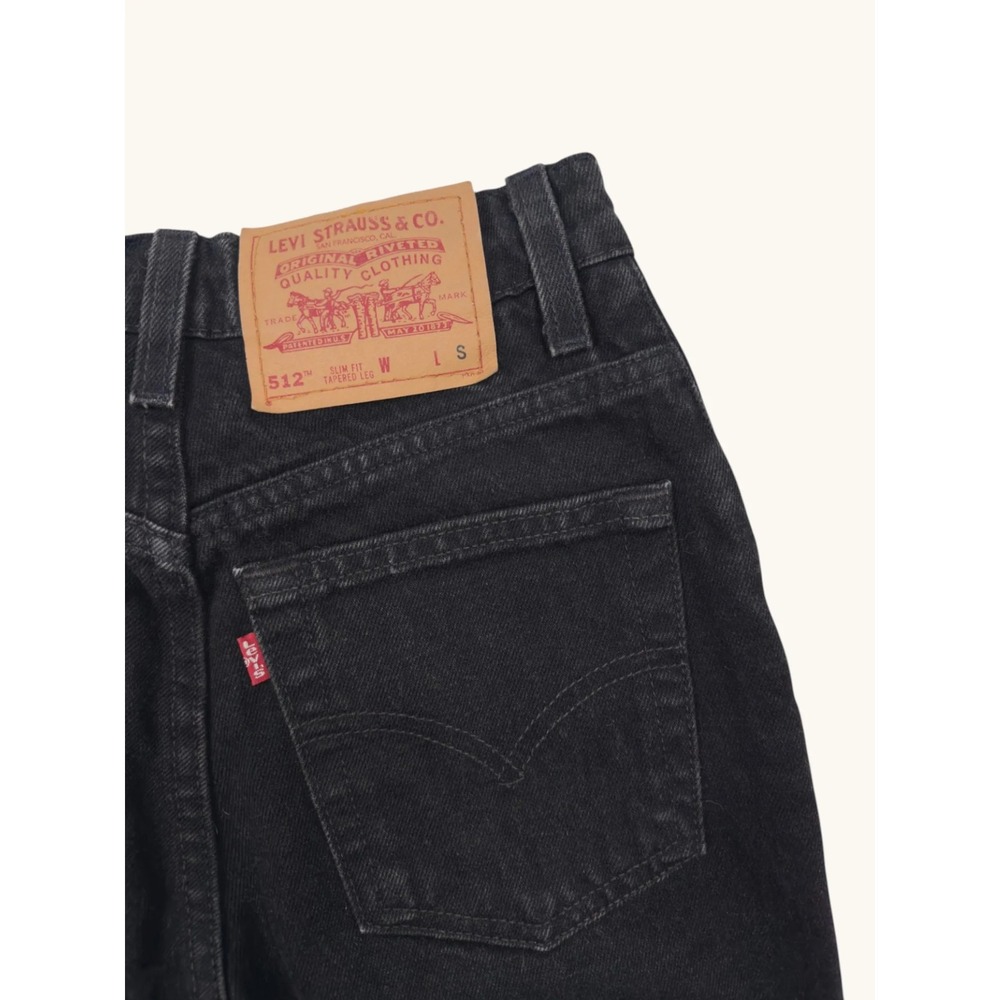 Levis 512 Slim Fit Tapered Leg Jeans Black High Waisted Vintage Size 3 SHT